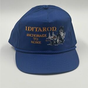 Vintage Iditarod Anchorage to Nome Hat - Blue Corded Sled Dog Race Cap